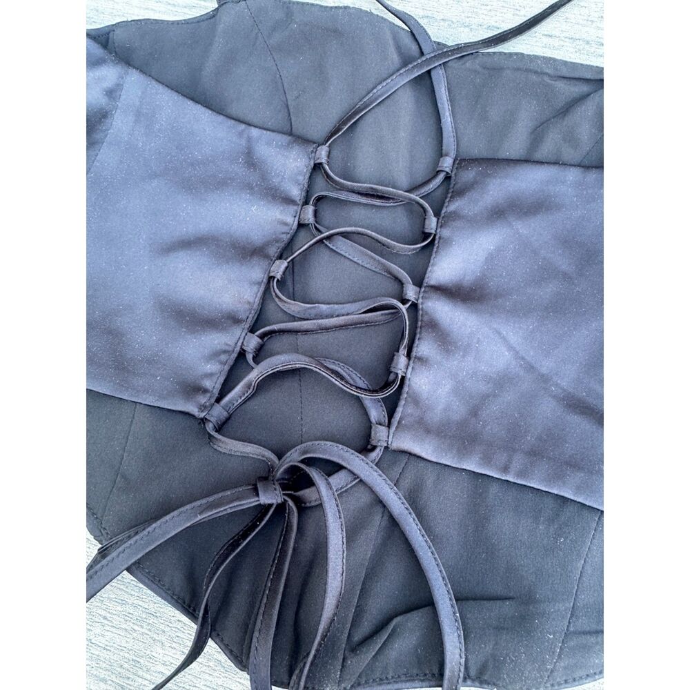 Garage Black Satin Corset Top Small Lace Up Back Coquette Y2K Party Clubwear - Picture 6 of 13